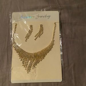 Gold fashion (fake) diamond Necklace and earrings